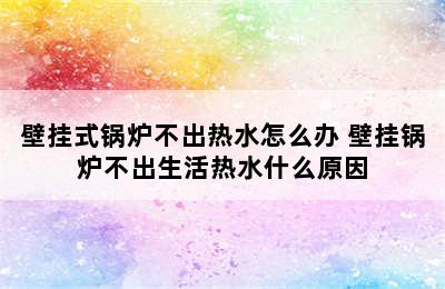 壁挂式锅炉不出热水怎么办 壁挂锅炉不出生活热水什么原因